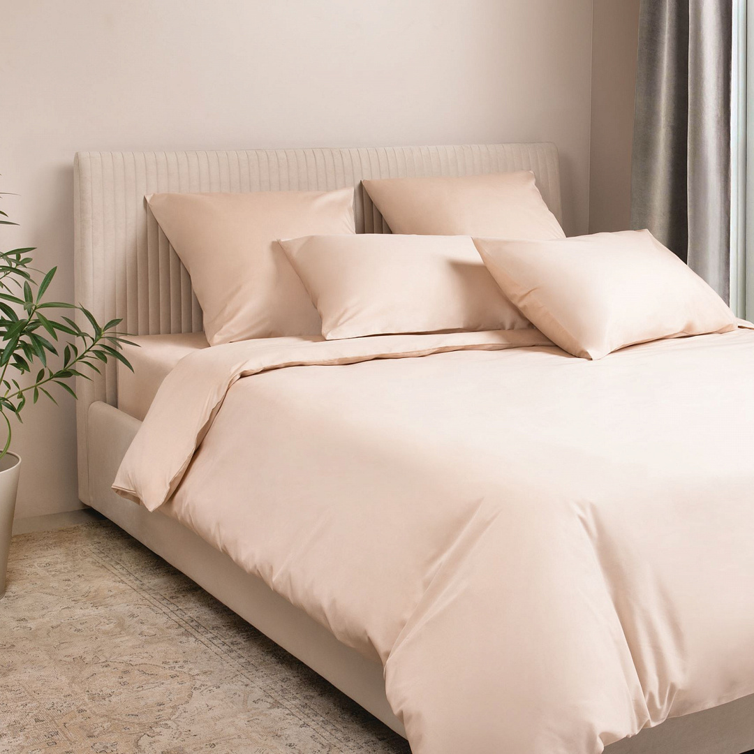 КПБ 2сп сатин-премиум однотонный Моноспейс <Кремовый Скидка Акция7>