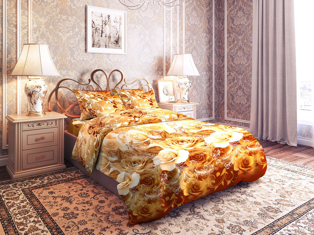 Простыня 2сп бязь 125 (180*210) Реноме <4363-2 Чайные розы> (арт.35/105)