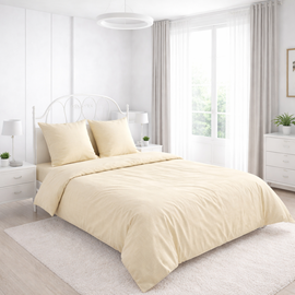 КПБ поплин однотонный Оливковая коллекция с увеличенной простыней на резинке Реноме 