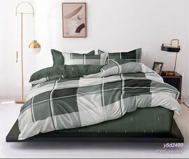 КПБ поплин Оливковая коллекция с простыней на резинке Реноме 