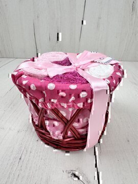 Набор салфеток в подарочной корзинке Cherir/Черир М<4290019-5,  6 предметов 30*30, розовый>