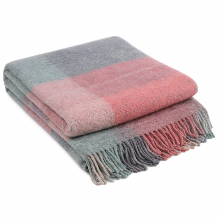 Плед Эльф с бахромой Влади, белый/серый<9050341,  140*200, бел-сер-красн рап.8, 1.5 спальные>