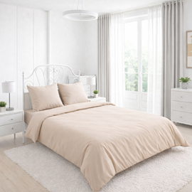 КПБ поплин однотонный Оливковая коллекция с простыней на резинке Реноме 