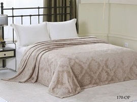 Плед однотонный жаккард Элит Реноме, 170 вензель песочный 